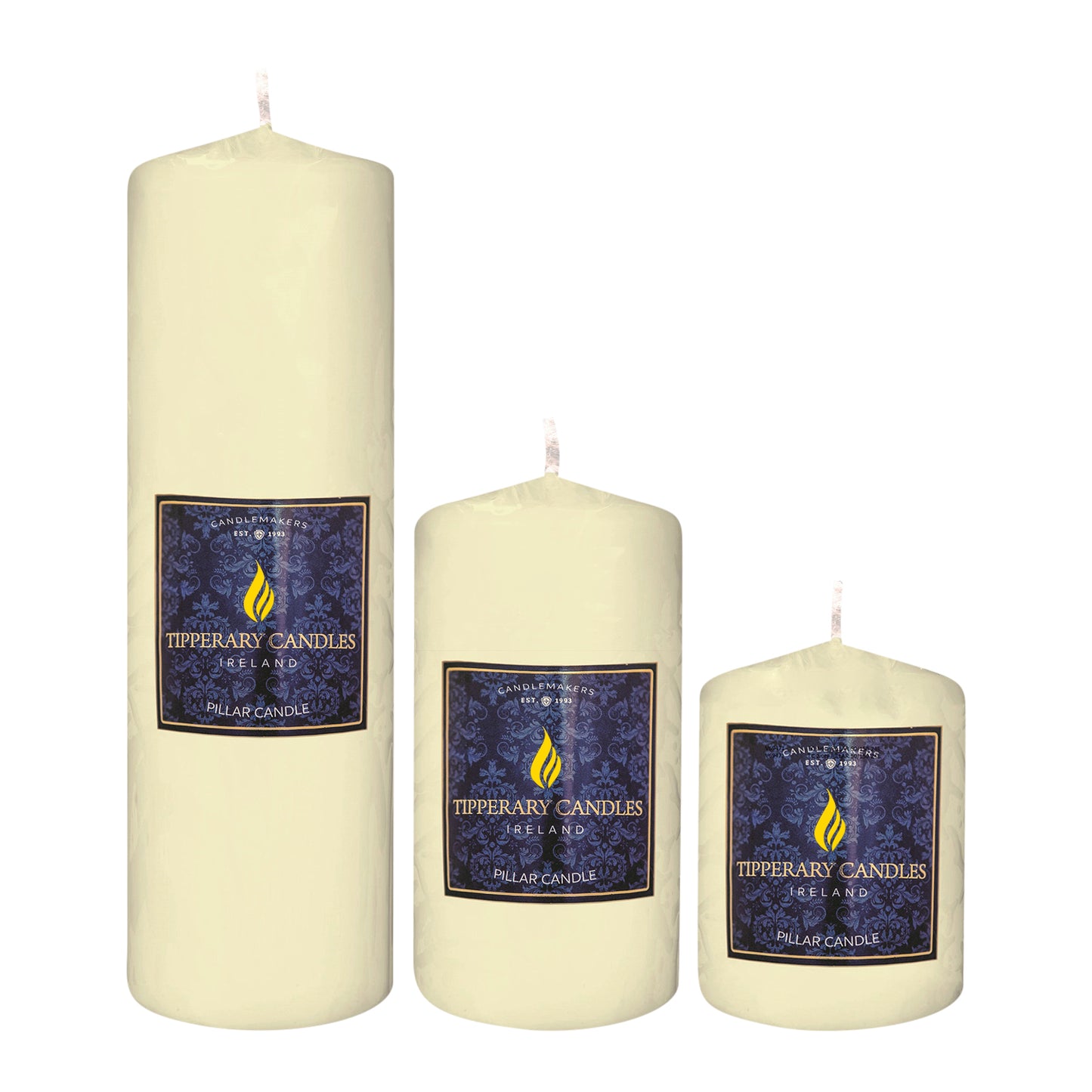 Pillar Candles 3 set - 70mm/120mm - 70mm/150mm - 70mm/200mm